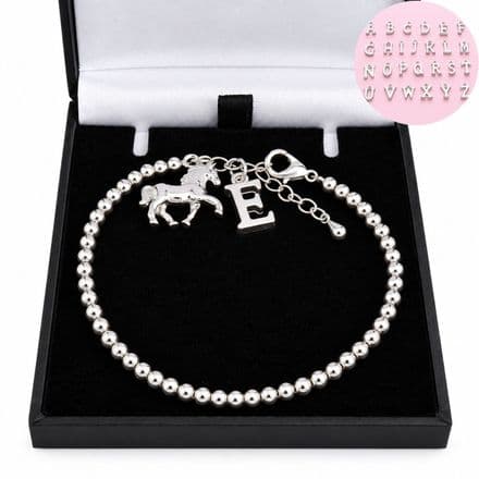Horse Bracelet with Letter Charm