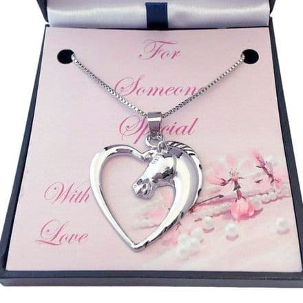 Horse in a Heart Necklace