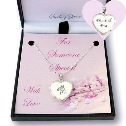 Horse Locket Necklace Personalised with Engraving