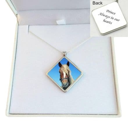 Horse Photo Necklace, Sterling Silver Chain