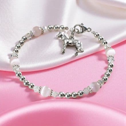 Horse/Pony Charm Bracelet with Cats Eyes and Silver