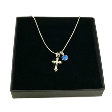 Inexpensive Cross Necklace with Birthstone