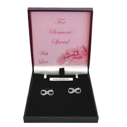 Infinity Earrings, .925 Sterling Silver with Sparkling CZ Crystals