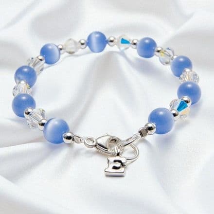 Initial Charm Bracelet - Cats Eyes and Crystals