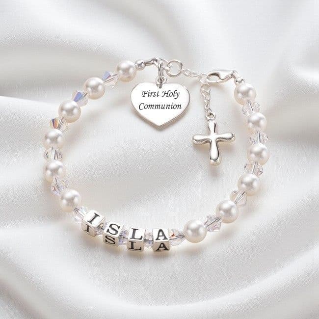 Luxury First Holy Communion Personalised Name Bracelet | Jewels 4 Girls