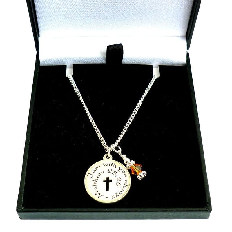 Matthew Verse Necklace with Birthstone charm Jewels Girls