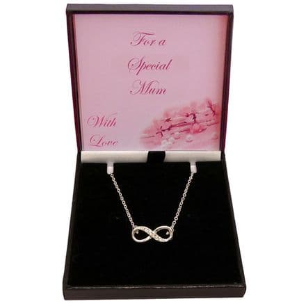 Minimalist Infinity Necklace with CZ Crystals. Gift for Special Daughter, Friend, Mum...