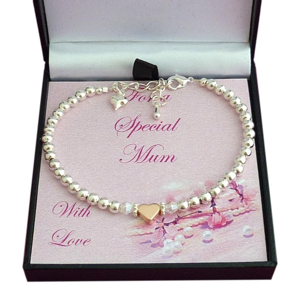 Mother's Day Bracelets, Gift for Mum or Mummy, Silver Beads