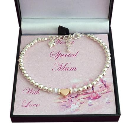 Mother's Day Bracelets, Gift for Mum or Mummy, Silver Beads