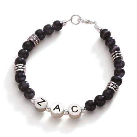 Name Bracelet for Boy, Pewter Letters