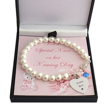 Naming Day Bracelet with Engraving & Birthstone