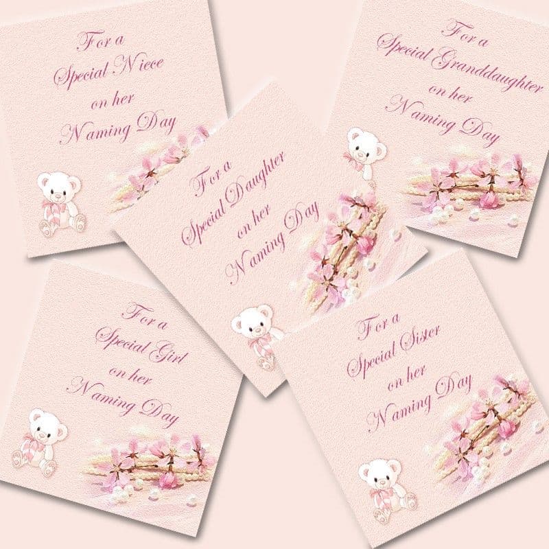 Naming Day Gift Keepsake – Gemstone Blessing Bag With Rose Quartz, Aventurine, Wooden Charms & Mini Card