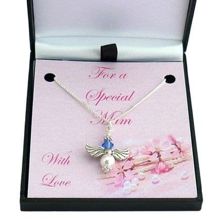 Necklace with Birthstone Angel for Mum, Godmother etc