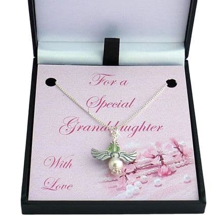 Necklace with Birthstone Angel for Niece, Granddaughter etc