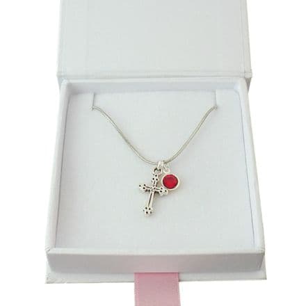 Necklace with Cross, Birthstone and Card