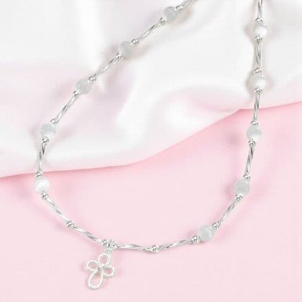 Open Cross Necklace, Christening or Communion Gift