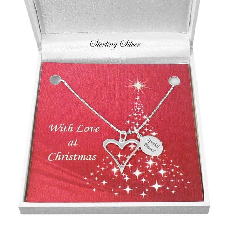 Open Heart Necklace with Engraved Silver Tag for Christmas | Jewels 4 Girls