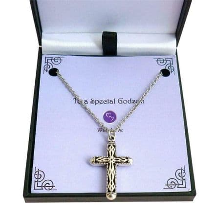 Ornate Cross on Chain Necklace for Boys or Men