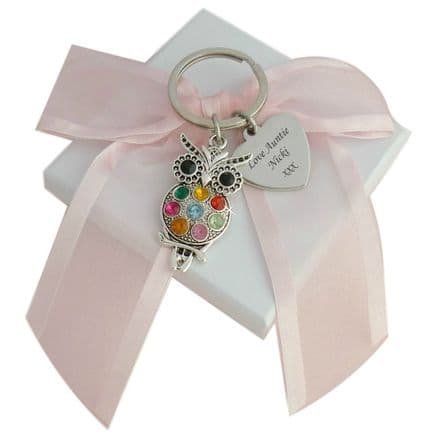 Owl Keyring with Engraving