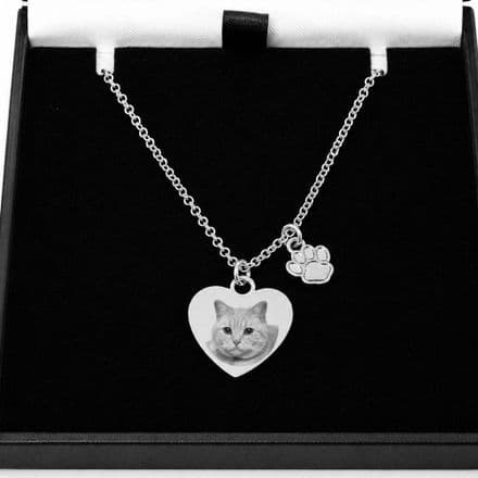 Paw Charm Personalised Necklace with Photo Engraving