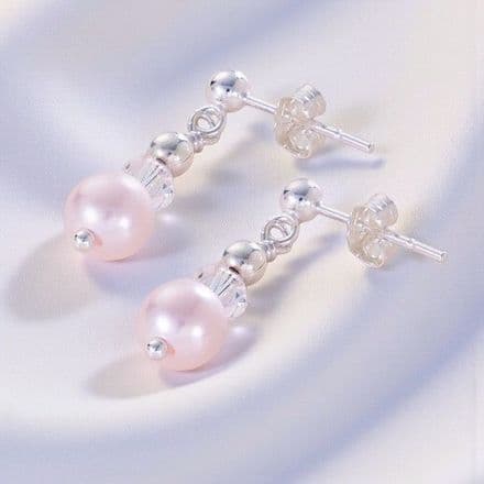 Pearl and Crystal Post Earrings