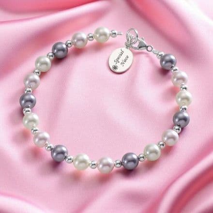Pearl Bracelet Engraved for Niece, Goddaughter etc
