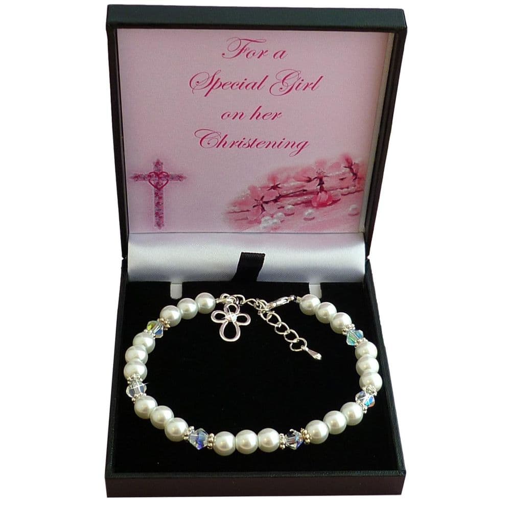 Pearl Christening Bracelet, Card Choice Jewels 4 Girls