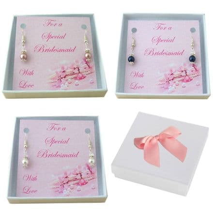 Pearl Drop Earrings in Special Gift Box for Mum, Bridesmaid etc