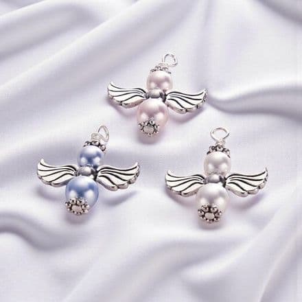 Pearl Guardian Angel Charm on Split Ring