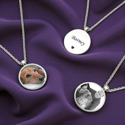 Permanent Photo Disc Necklace with Engraving