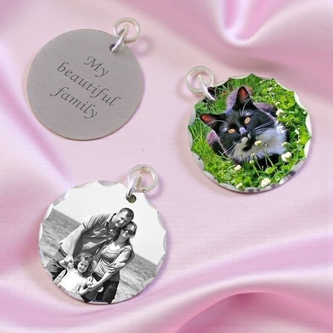 Permanent Photo Round Charm with Engraving | Jewels 4 Girls