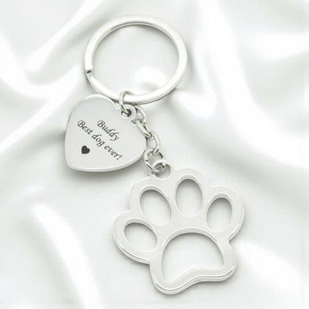 Personalised Animal Paw Keyring with Engraving