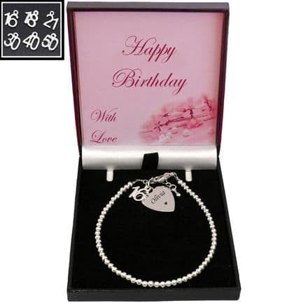 Personalised Bead Bracelet, Gift for 16th, 18th, 21st, 30th, 40th, 50th