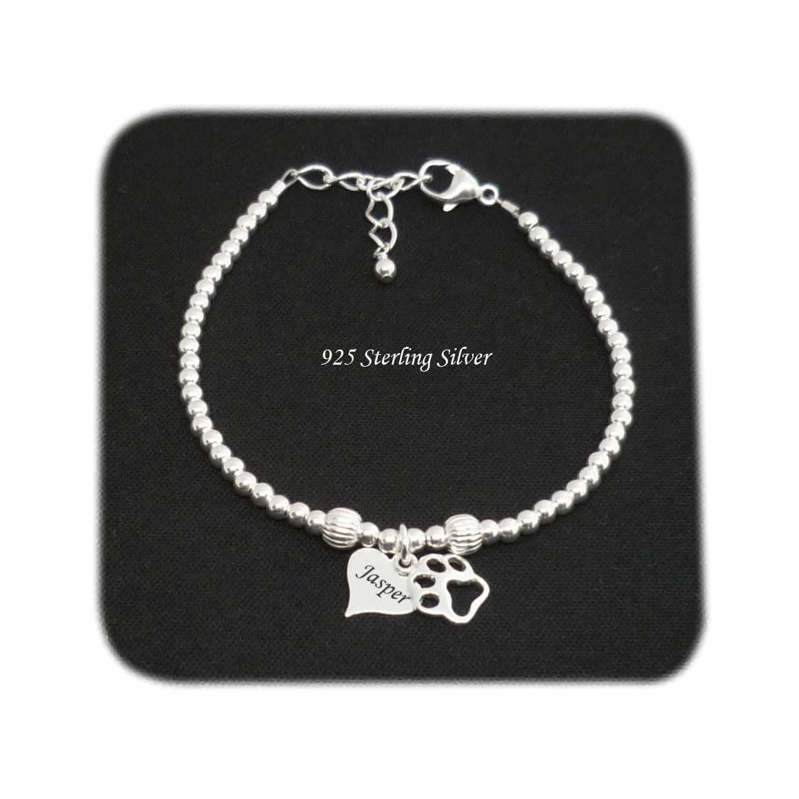Personalised Bracelet, 925 Sterling Silver, Any Pet Name Engraved