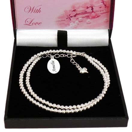 Personalised Bracelet for Women or Girls with Silver Beads in Happy Birthday Gift Box