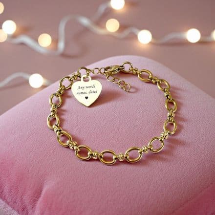 Personalised Bracelet in Gold Chain, Any Engraving, Gift for Someone Special