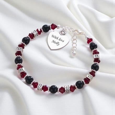 Personalised Bracelet with Engraved Heart and Tibetan Cubes
