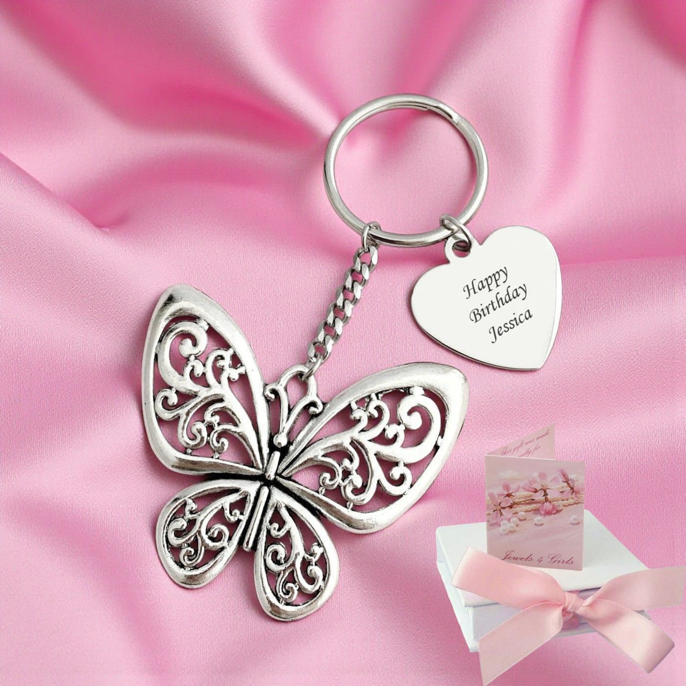 Butterfly Keyring with Engraving | Jewels 4 Girls