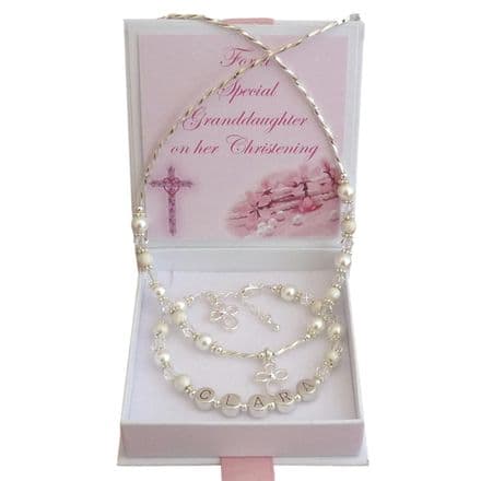 Personalised, Christening Day Name Jewellery Set for Girls