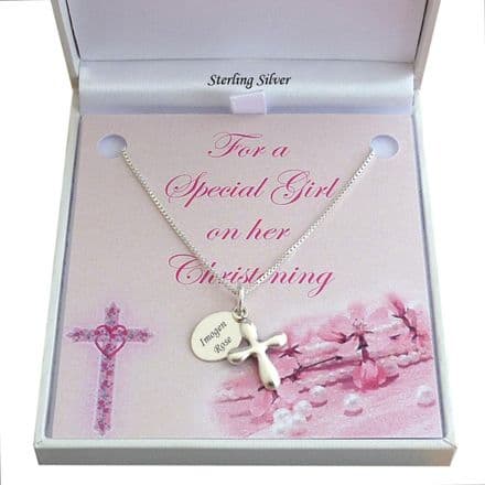 Personalised Christening Necklace for Girl, Sterling Silver