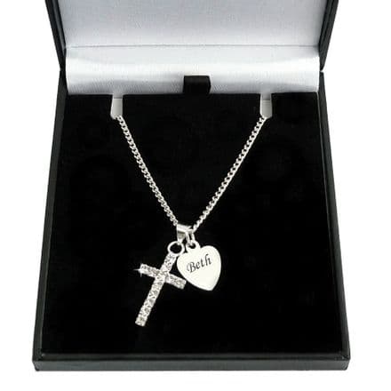 Personalised Cross and Tag Necklace, First Holy Communion Gift