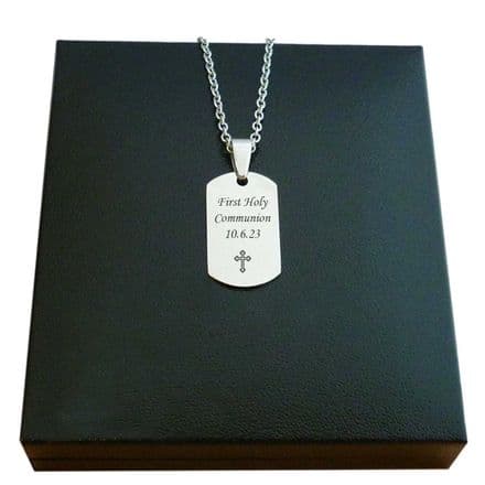 Personalised, First Holy Communion, Boys, Dog Tag Necklace