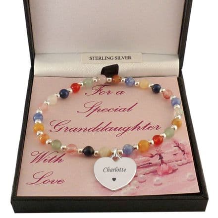 Personalised Gemstone Bracelet for Mum, Auntie, Godmother etc