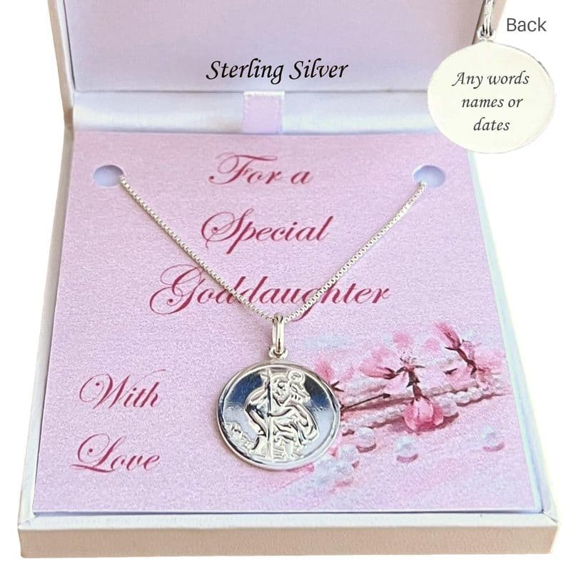 Personalised Girls St Christopher Necklace, Engraved, Gift Boxed | Jewels 4 Girls
