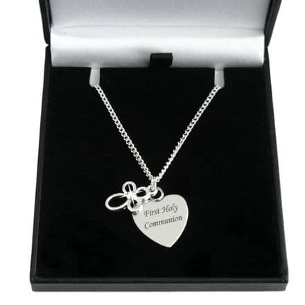 Personalised Heart and Cross Girls Communion Necklace