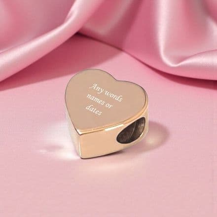 Personalised Heart Bead, Rose Gold, Any Engraving