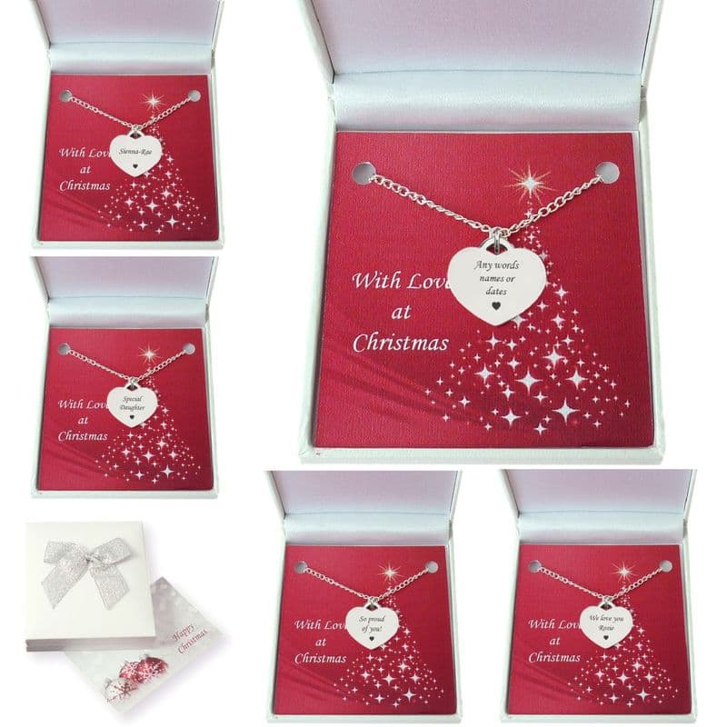 Personalised Heart Necklace in Christmas Gift Box | Jewels 4 Girls