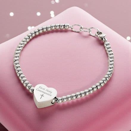 Personalised Holy Communion Charm Bead Bracelet