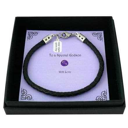 Personalised Leather Bracelet in Presentation Gift Box, Engraved