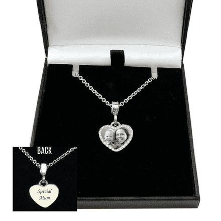 Personalised Permanent Photo Heart Necklace with Engraving